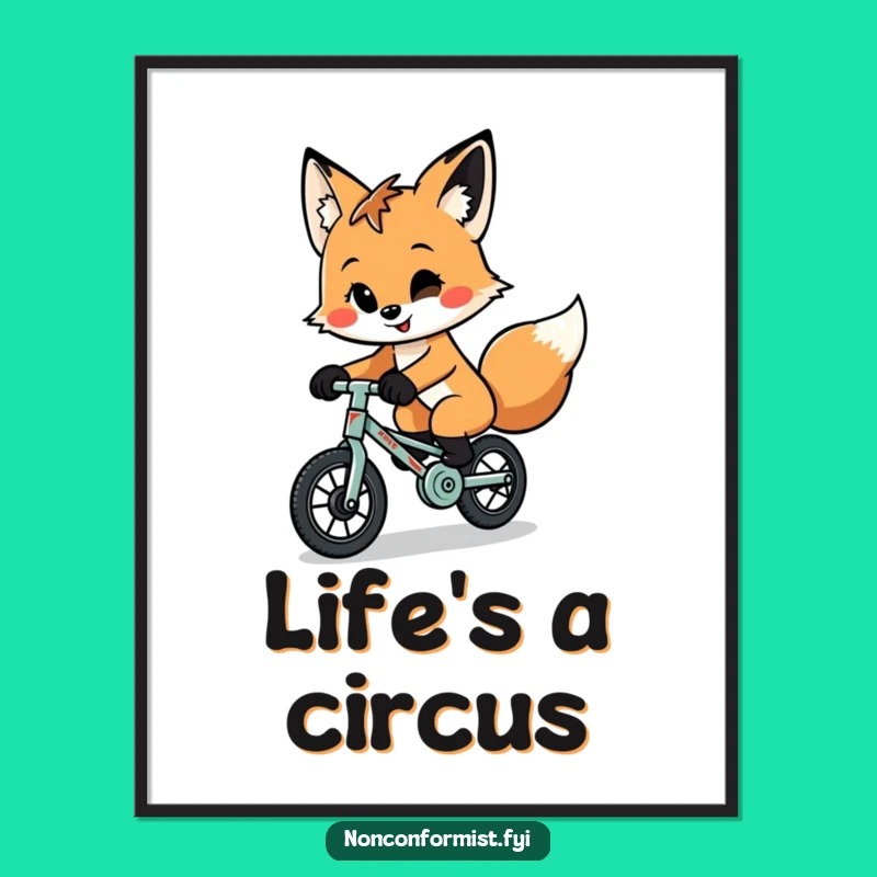 Funny Fox Unicycle Digital Art: Quirky Character Download for Instant Playfulness
