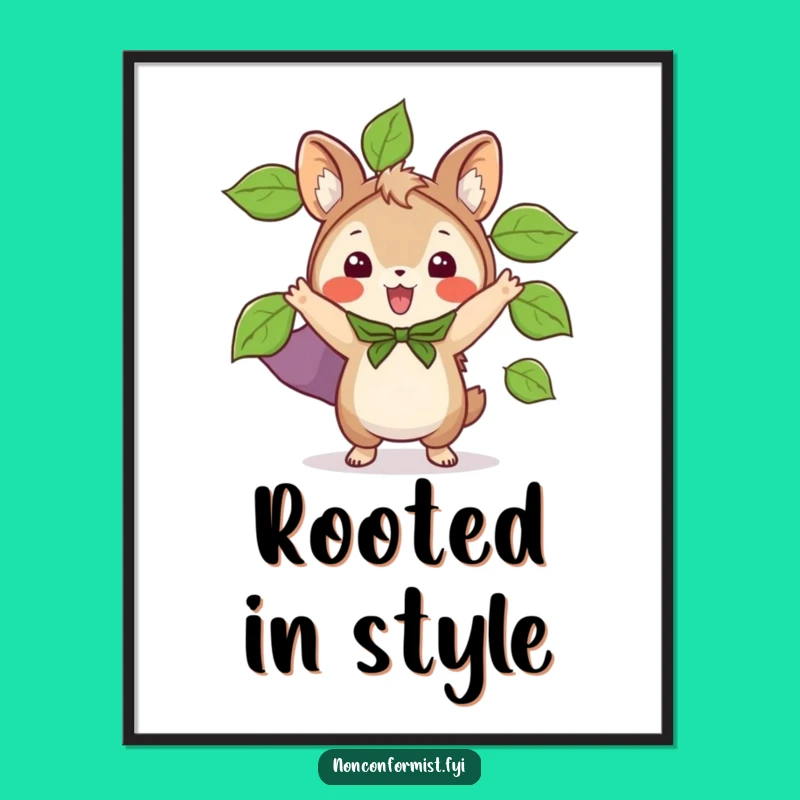 Funny Leaf Cape Animal Digital Art: Heroic nature, perfect printable gift.