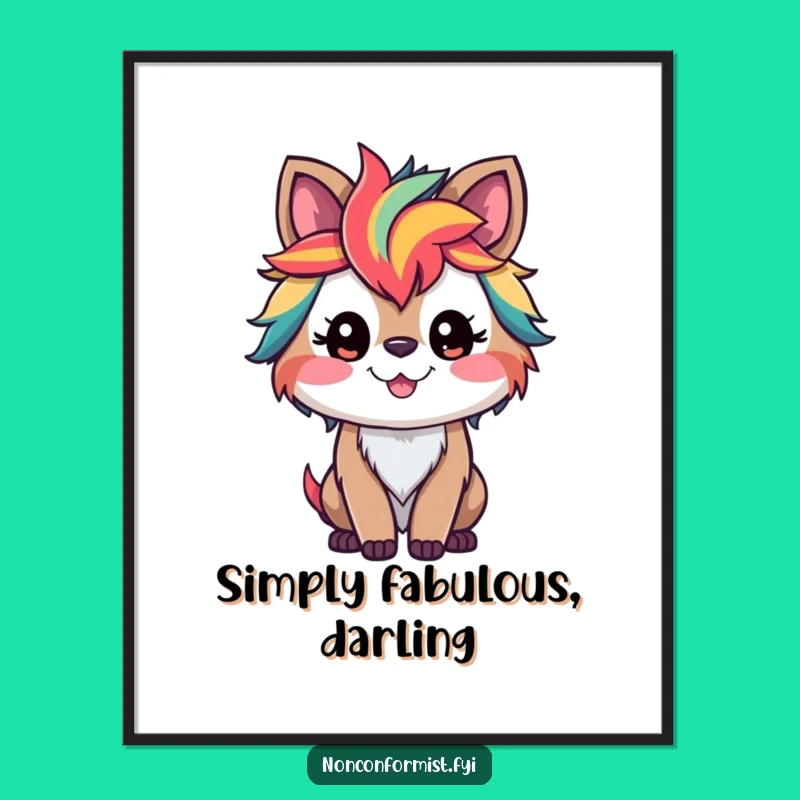 Funny Rainbow Animal Art Print: Wild, Colorful Fur Design for Vibrant, Cheerful Wall Decor Gift