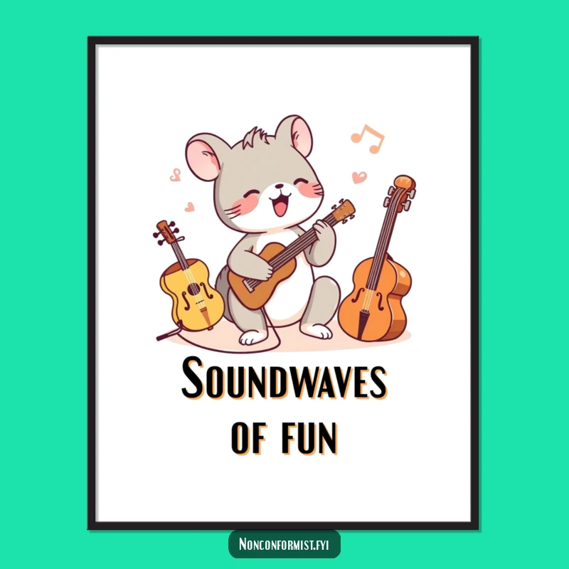 Funny Animal Musician Digital Art: Joyful tunes, perfect printable gift.