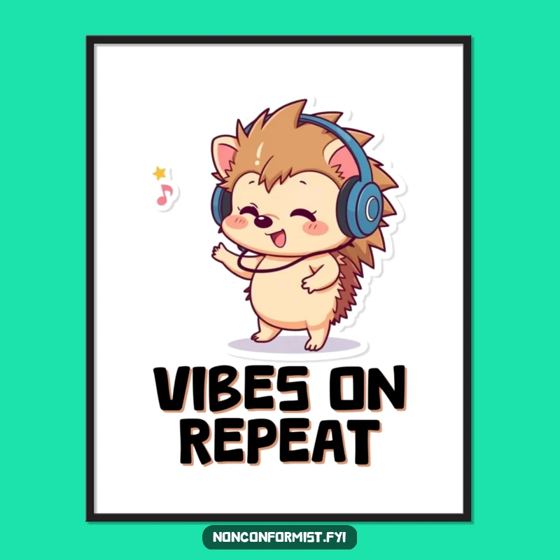 Funny Hedgehog Dancing Digital Print: Instant Musical Wall Art