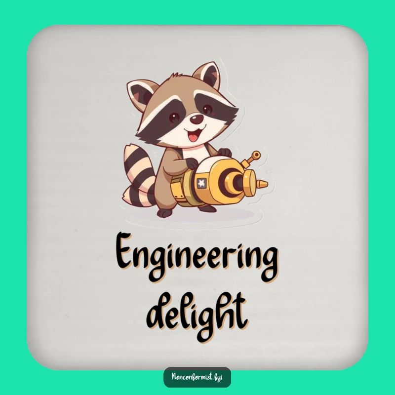 Funny Raccoon Contraption Coaster: Protect Surfaces with Humor!