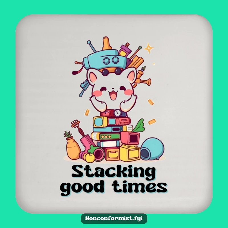 Funny Animal Builder Coaster: Protect surfaces with this hilarious stacking design, small gift.