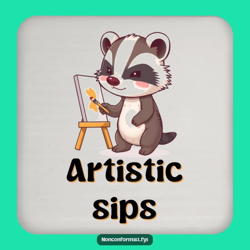Funny Badger Artist Coaster: Protect Surfaces with Flair!