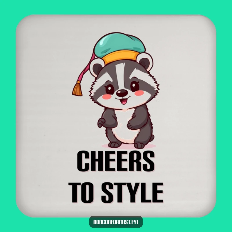 Funny Badger Hat Coasters: Protect Surfaces with Flair!