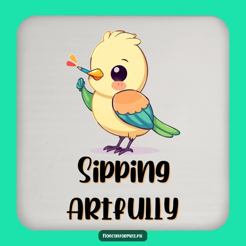 Funny Bird Coaster: Protect Surfaces with Art, Unique Gift!