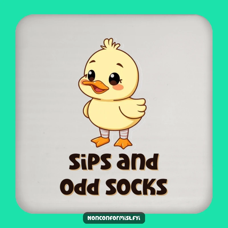 Funny Duck Mismatched Socks Coaster: Protect Surfaces with Goofy Style