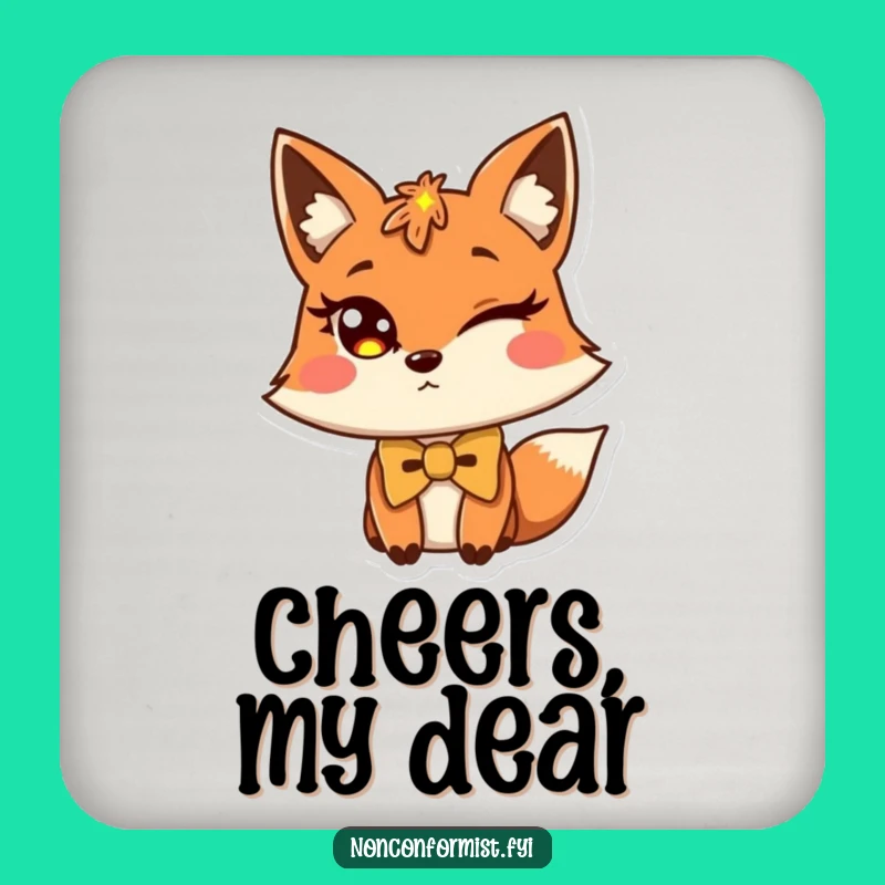 Funny Fox Bow Tie Coasters: Protect Surfaces with Sophistication!