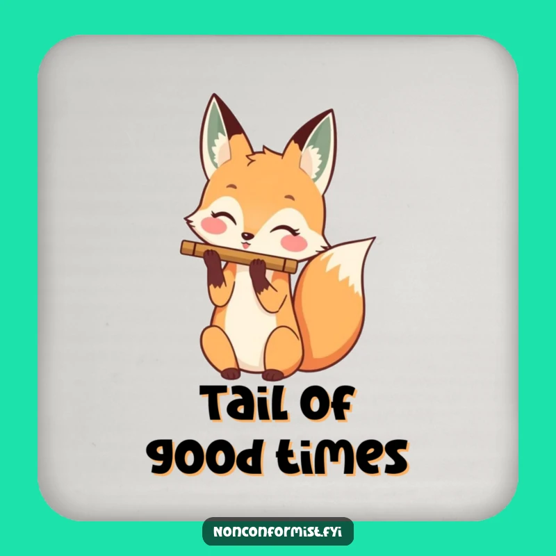 Funny Fox Coaster: Flute Tail Character Protection, Humorous Table Gift