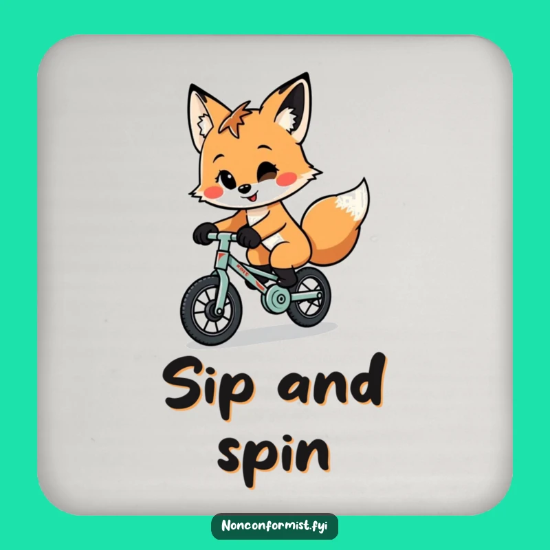 Funny Fox Unicycle Coasters: Quirky Set for Playful Table Protection