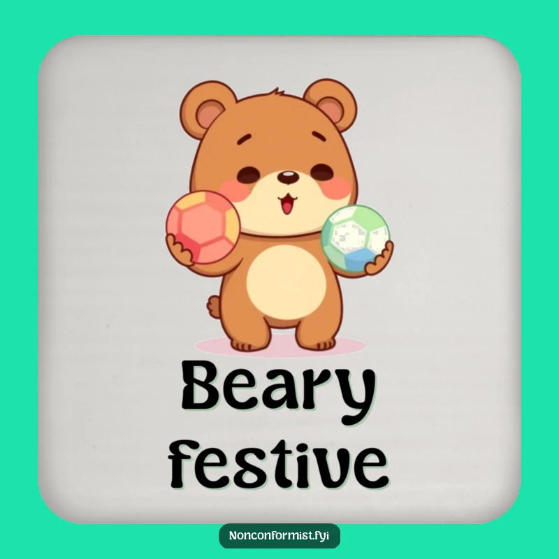 Funny Juggling Bear Coaster: Sip with a Smile!