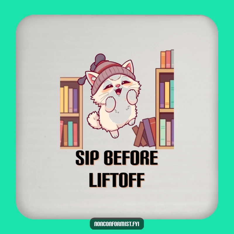 Funny Propeller Cat Coaster: Protect Your Surfaces with Feline Flair, Hilarious Gift