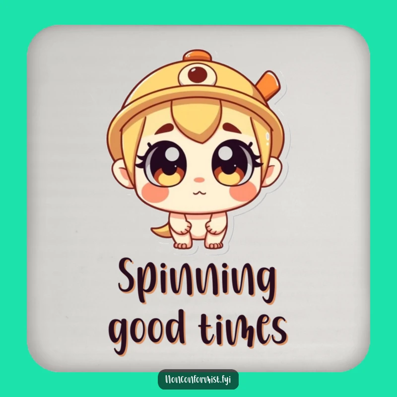 Funny Propeller Hat Explorer Coasters: Protect Surfaces with This Curious Character, Set of Funny Gifts