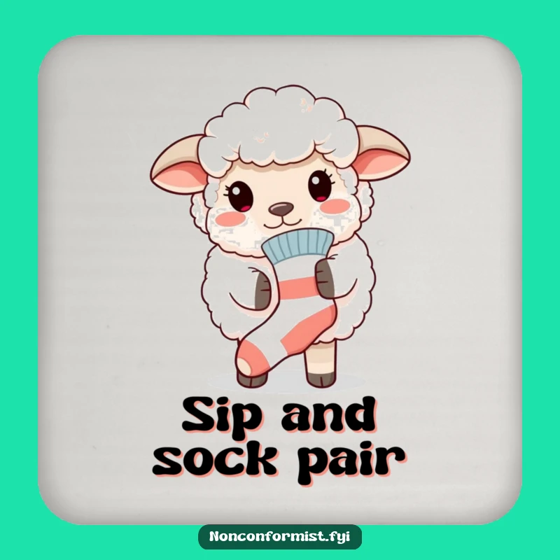 Funny Sheep Mismatched Sock Coaster - Giggle-Inducing Gift for Drink Lovers