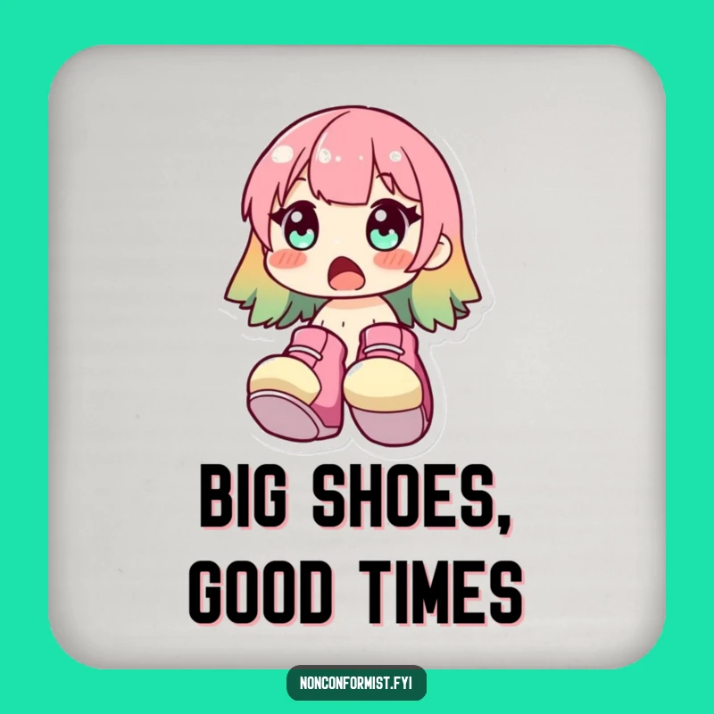 Funny Surprised Shoe Character Coasters: Protect Surfaces with Big Foot Fun, Set of Funny Gifts