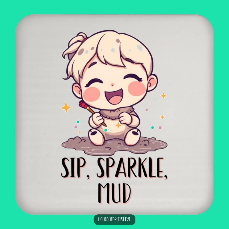 Funny Glitter Mud Artist Coasters: Protect Surfaces with Joyful Art, Set of Funny Gifts