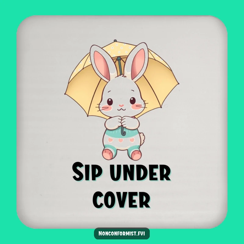 Funny Shy Bunny Coaster: Protect Surfaces with Charm, a Hilarious Gift