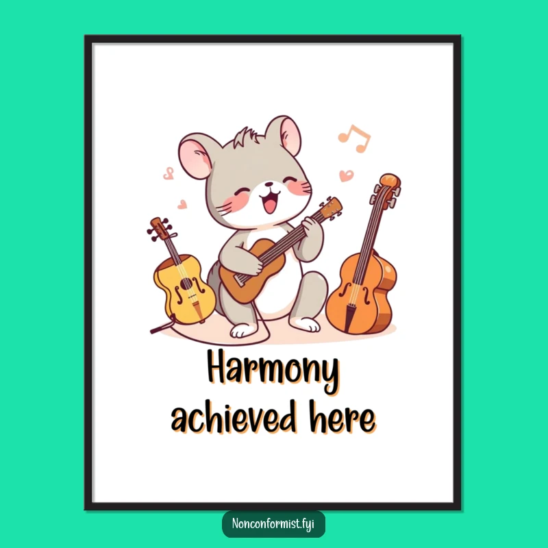 Funny Animal Musician Poster: Musical art, diverse instruments, perfect decor gift.