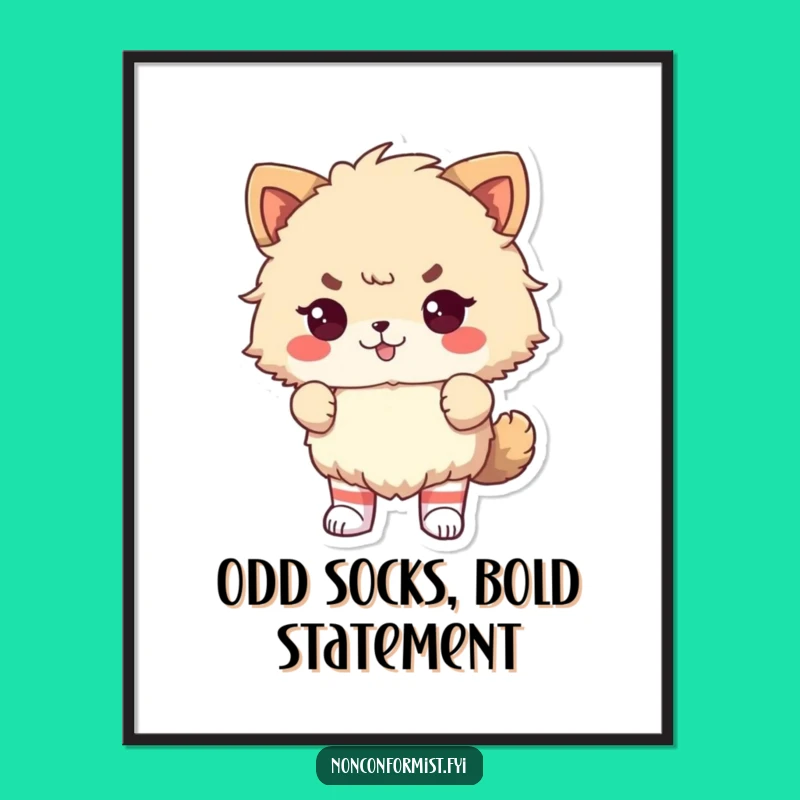 Funny Fluffy Animal Odd Socks Poster: Defiant Art for a Humorous Space