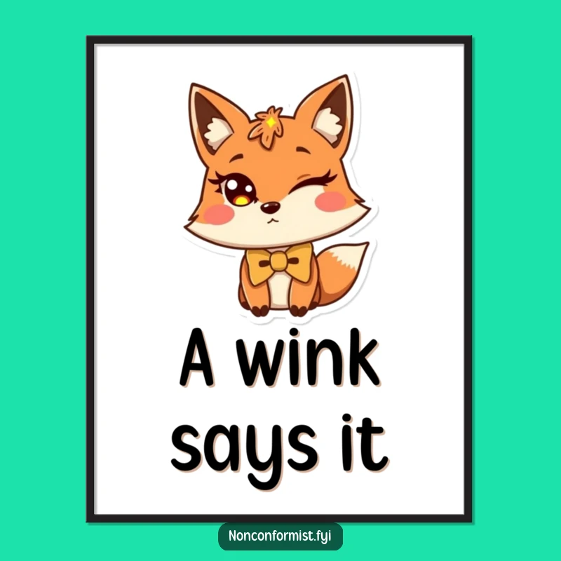 Funny Fox Bow Tie Poster: Witty Art for a Sophisticated Space!