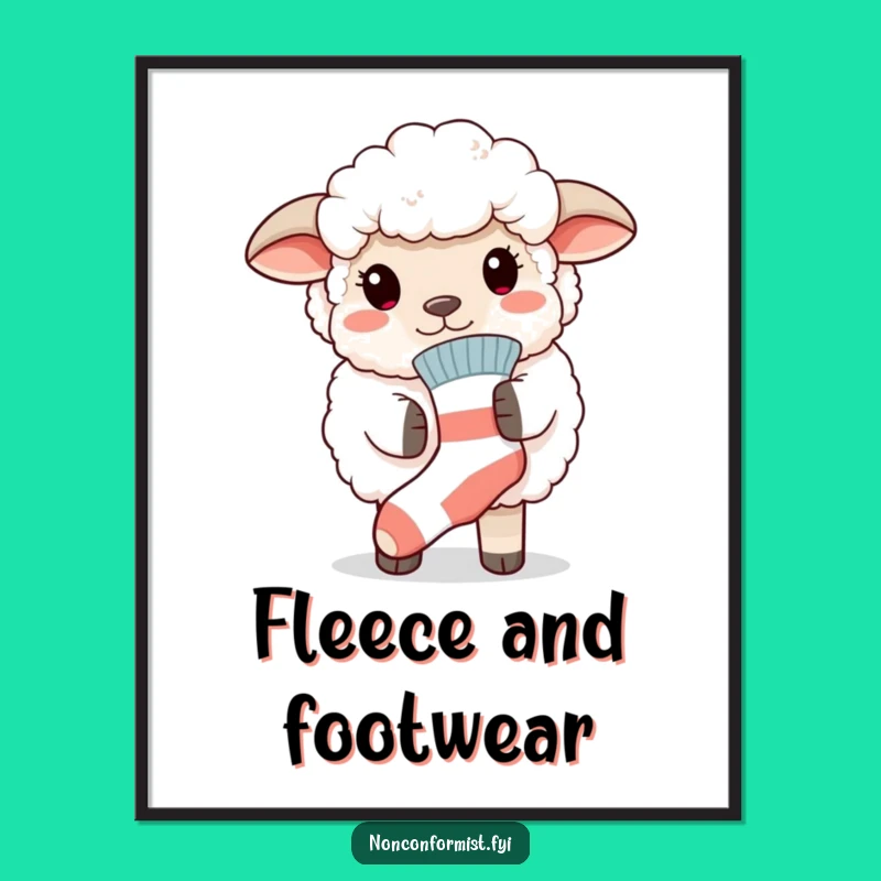 Funny Sheep Mismatched Sock Poster - Quirky Wall Art & Hilarious Gift