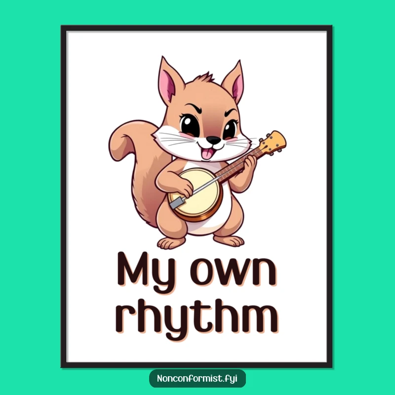 Funny Squirrel Banjo Poster: Defiant Art for Your Wall!
