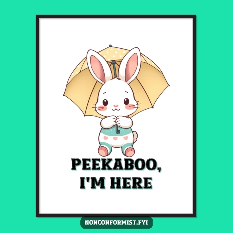 Funny Shy Bunny Poster: Adorable Charm for Your Walls, a Hilarious Gift