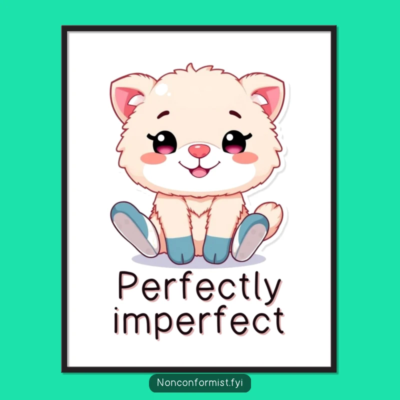 Funny Mismatched Socks Animal Poster: Fluffy Character Art Print