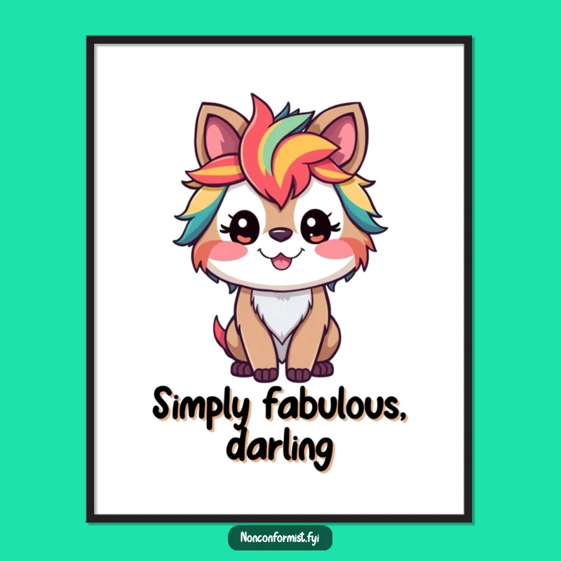 Funny Wild Animal Poster: Vibrant, Colorful Fur Art for a Whimsical, Cheerful Decor Gift