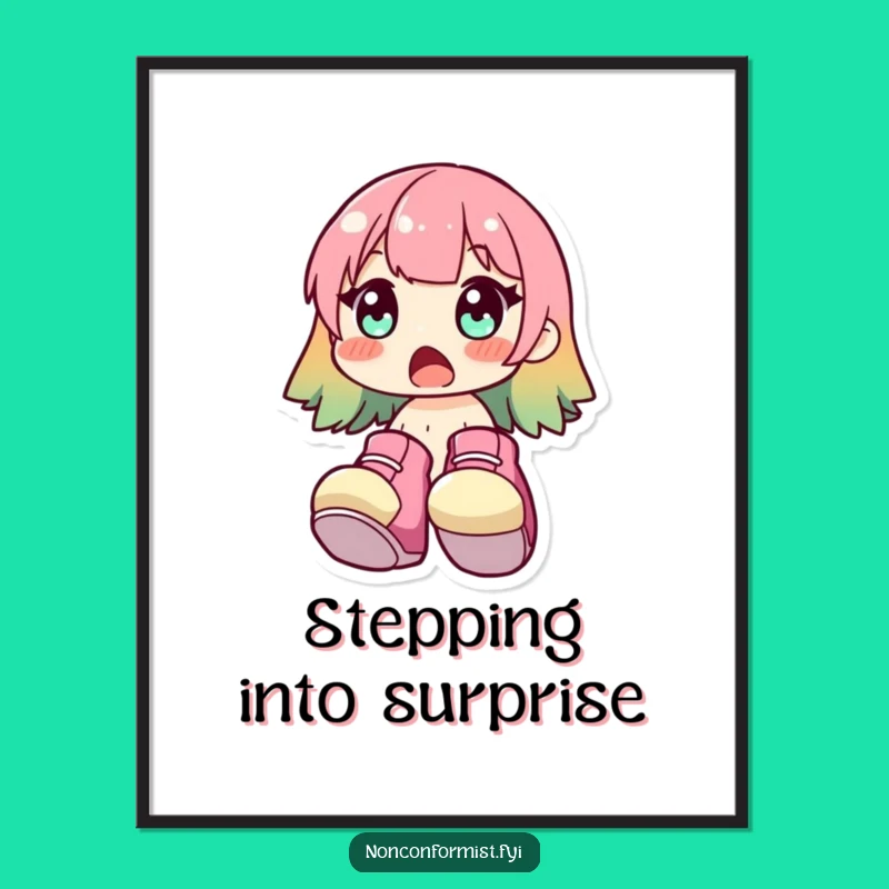 Funny Surprised Shoe Character Poster: Brighten Walls with This Character Art, Perfect Funny Gift