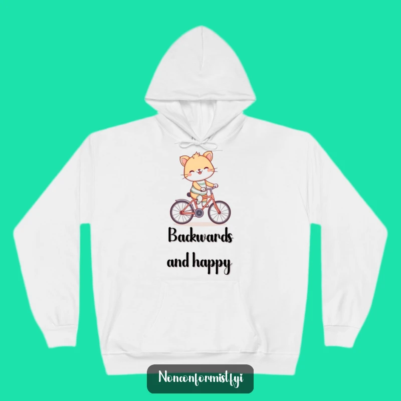 Cozy Funny Backward Bicycle Hoodie: Stay Warm and Uniquely Humorous