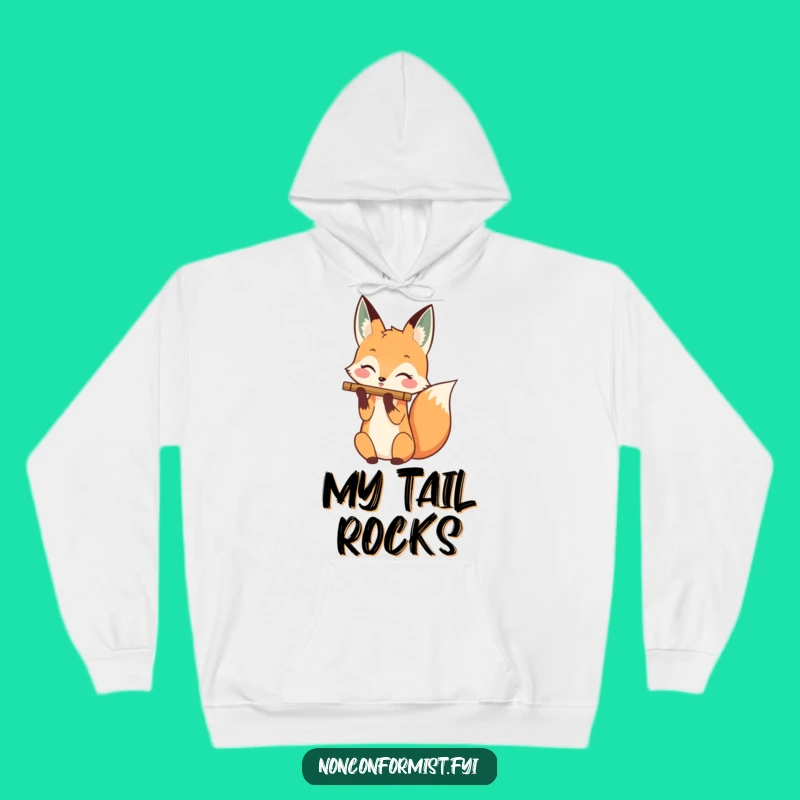 Funny Fox Flute Tail Hoodie: Cozy Musical Character, Warm & Humorous Gift