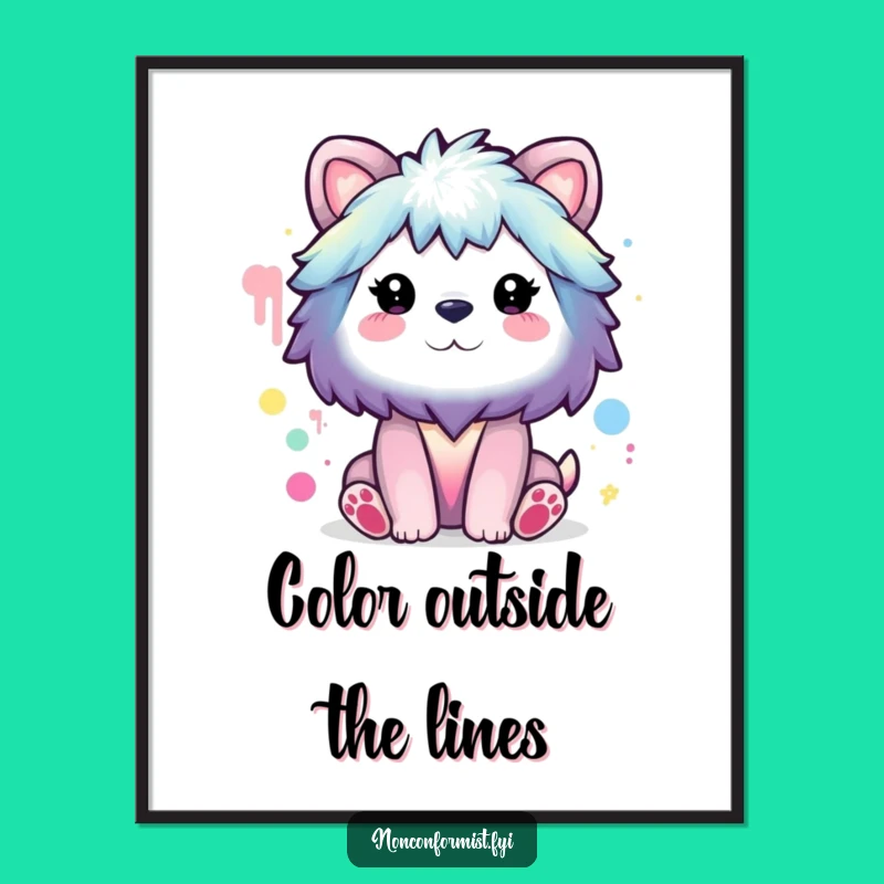 Free Printable Wall Art: Animal Rainbow Painting, Unconventional Colors, Quirky Decor
