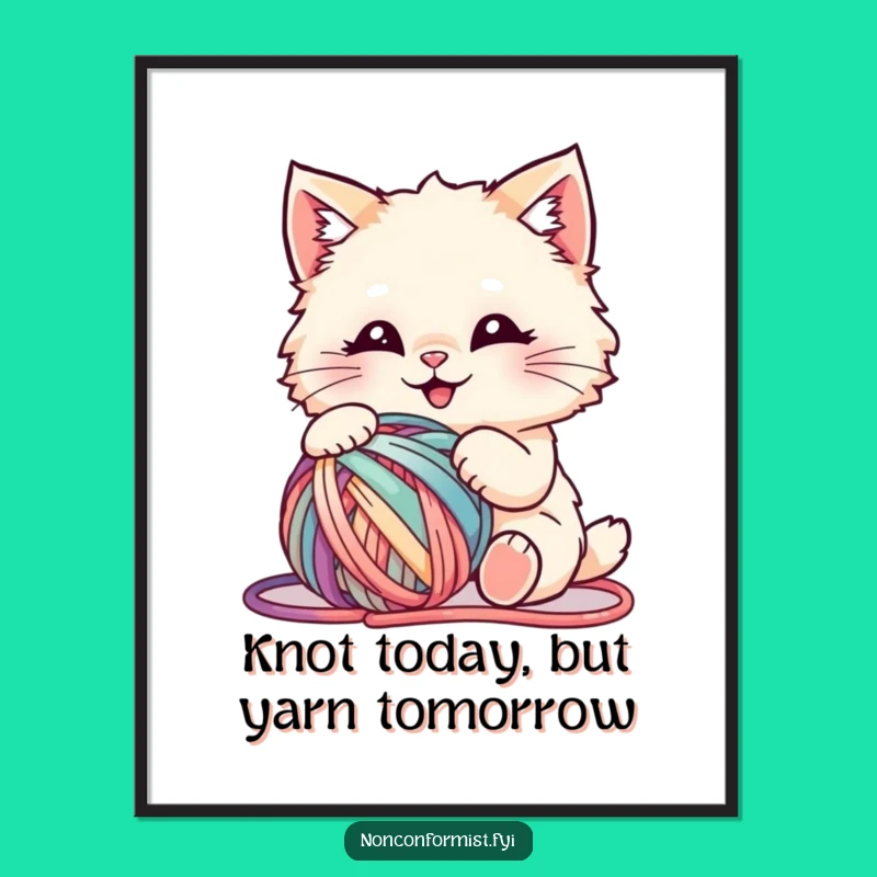 Free Printable Wall Art: Funny Cat Yarn Art - Cozy Home Decor!