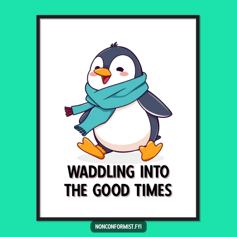 Funny Free Printable Penguin Wall Art: Tripping Penguin Art, Hilarious Downloadable Decor Gift