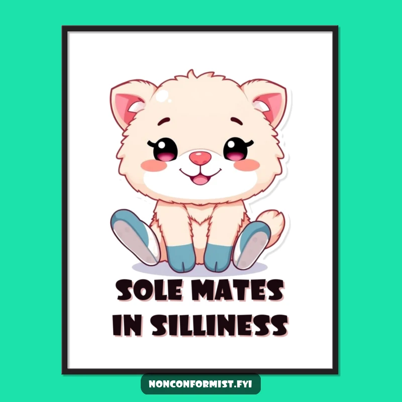 Funny Free Printable Wall Art: Fluffy Animal Mismatched Socks Downloadable Art