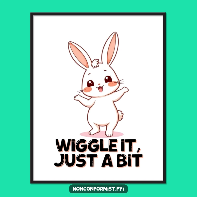 Funny Free Printable Wall Art: Mismatched Ears Bunny Dance, Downloadable Decor