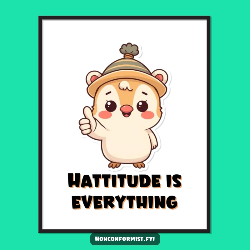 Free Printable Wall Art: Quirky Thumbs-Up Creature for Fun Home Decor