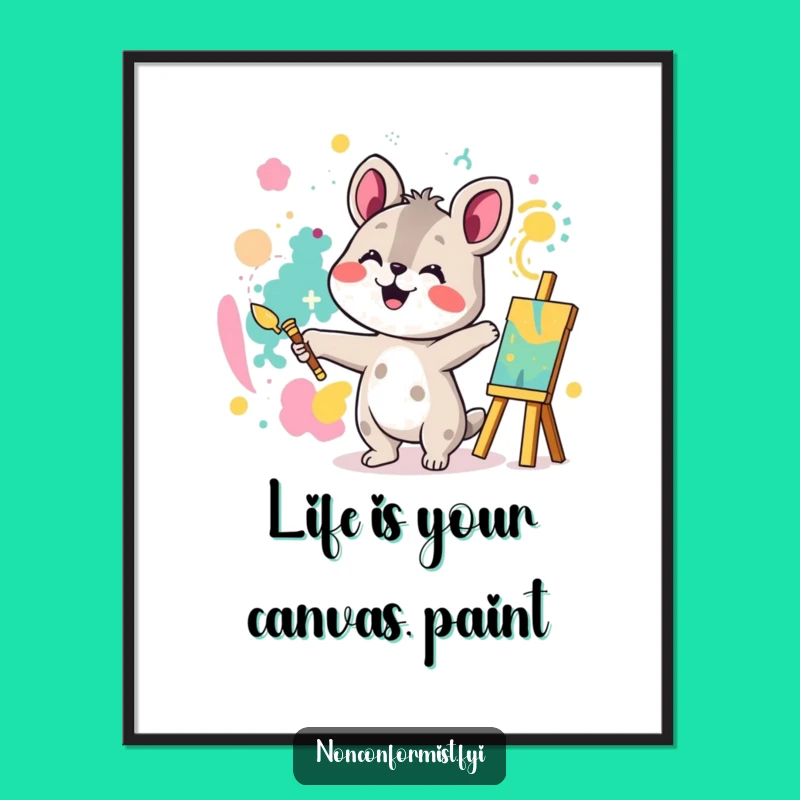 Funny Free Printable Wall Art: Animal Painter Abstract Art Downloadable Art