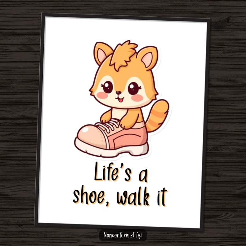 Funny Free Printable Wall Art: An animal smirking broadly while sporting a single, enormous shoe.
