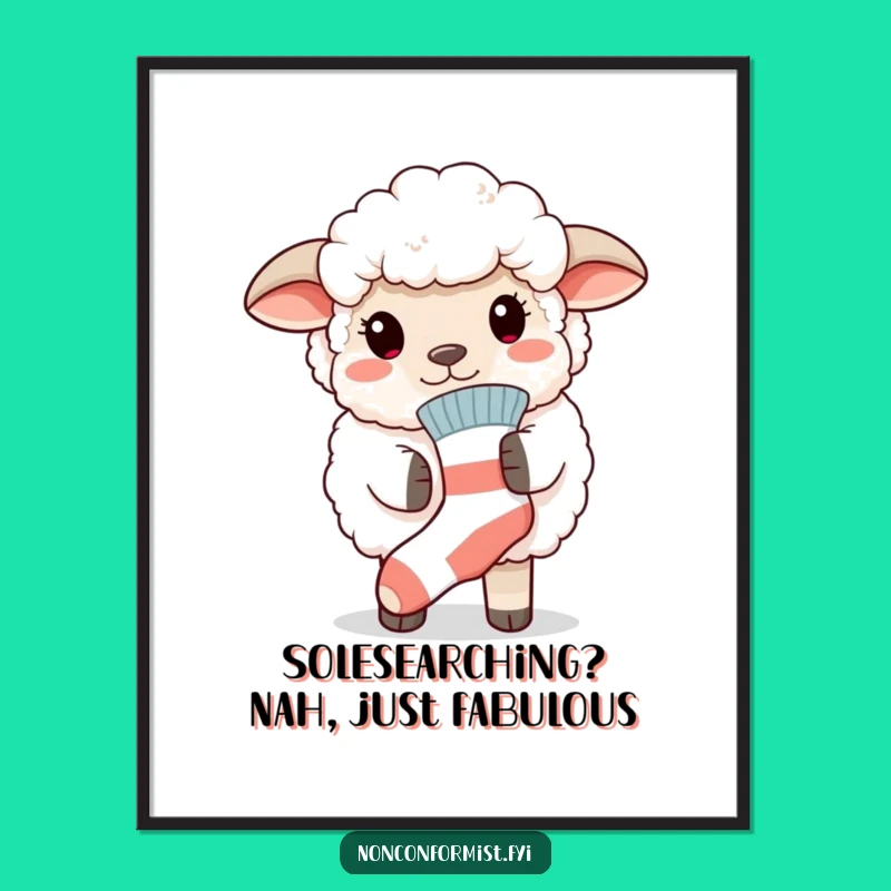 Funny Free Printable Wall Art: Mismatched Sock Sheep, Downloadable Decor