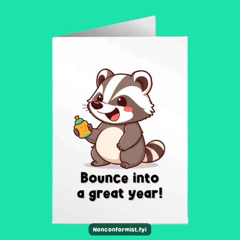 Free Printable Birthday Card: Excited Badger Unusual Object Funny Gift