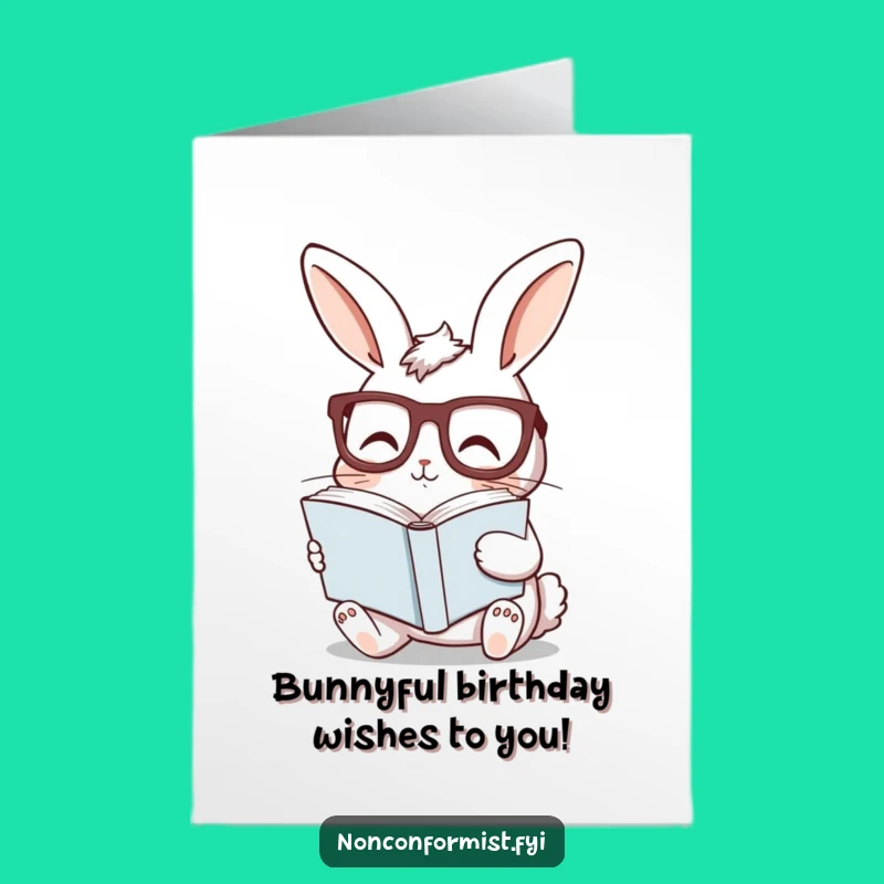 Free Printable Birthday Card: Bookish Bunny Surprises for a Funny Downloadable Gift