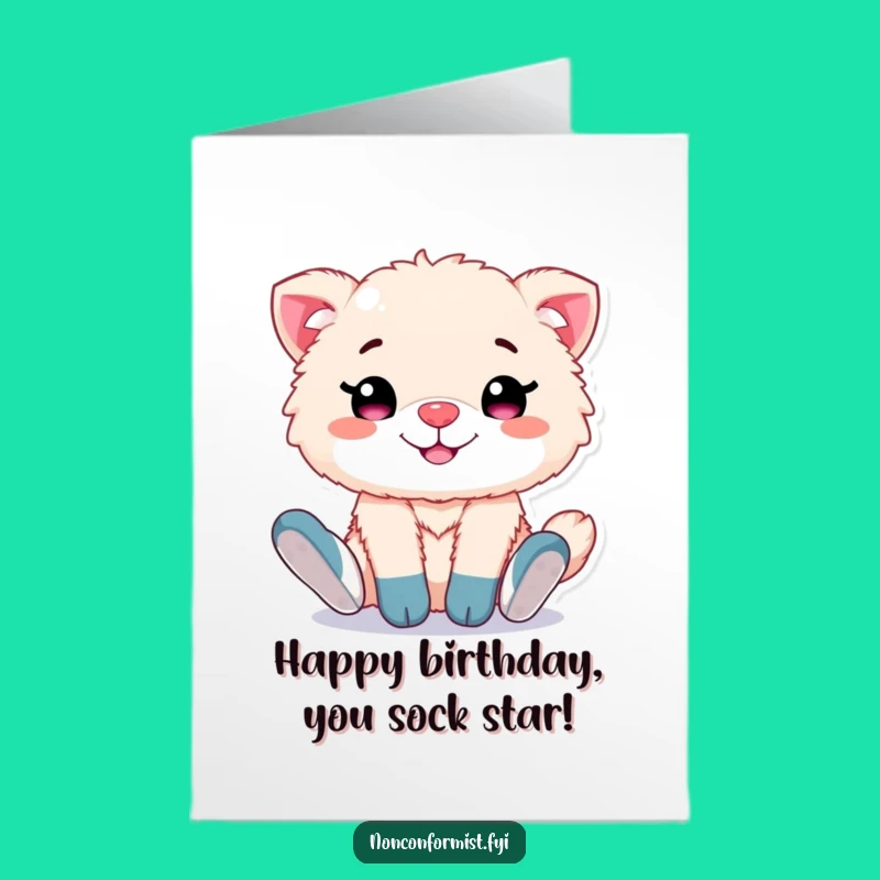 Free Printable Birthday Card: Fluffy Animal Mismatched Socks Funny Downloadable Gift