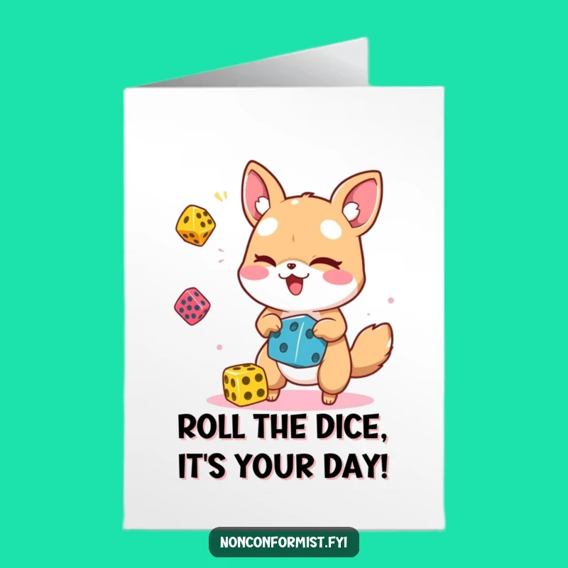 Free Printable Birthday Card: Funny Juggling Dice Animal - Hilarious Downloadable Gift