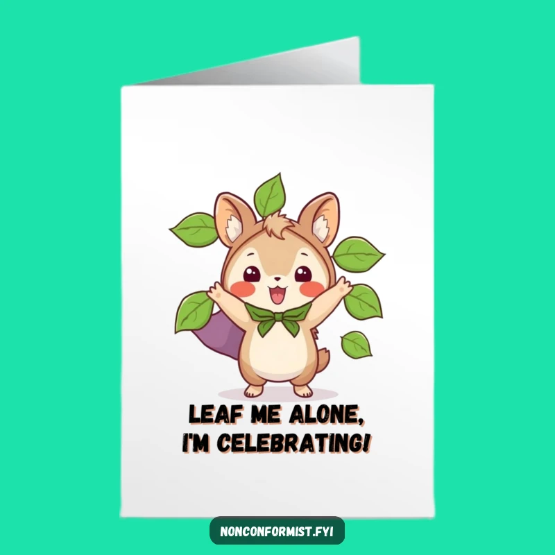 Free Printable Birthday Card: Leaf-Cape Animal Hero for a Funny DIY Gift