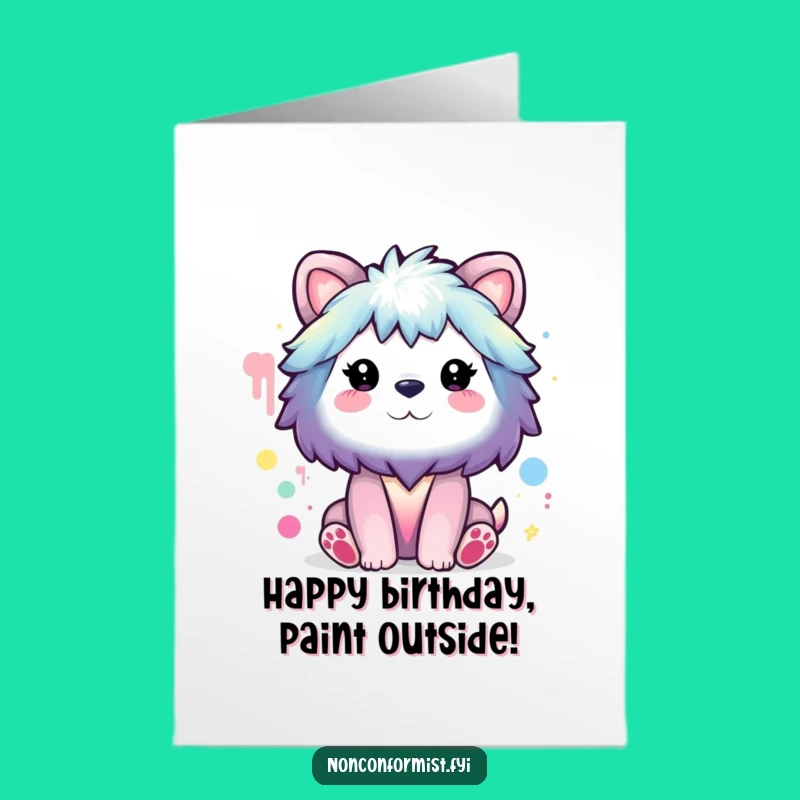 Free Printable Birthday Card: Animal Painting Rainbow, Unconventional Colors, Funny DIY Gift