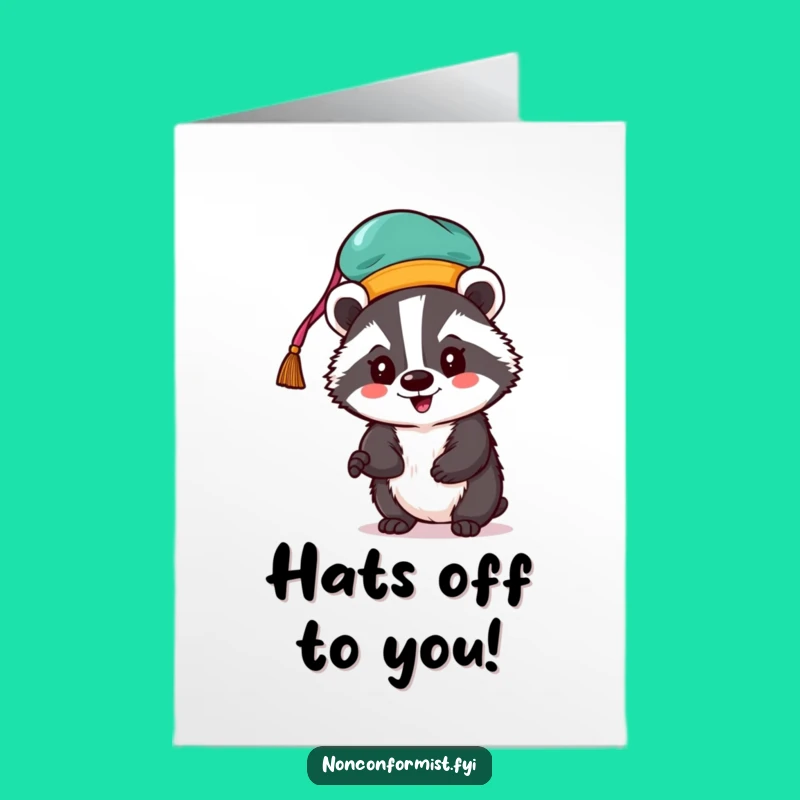 Free Printable Badger Hat Birthday Card: Funky Style, Downloadable Greeting