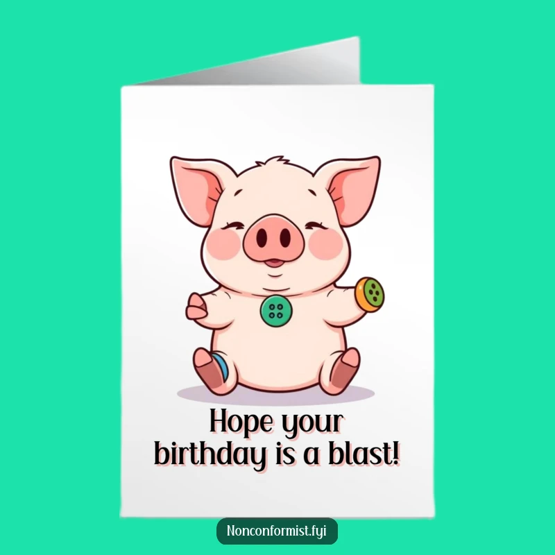 Free Printable Birthday Card: Juggling Pig Fun, Funny Downloadable Greeting