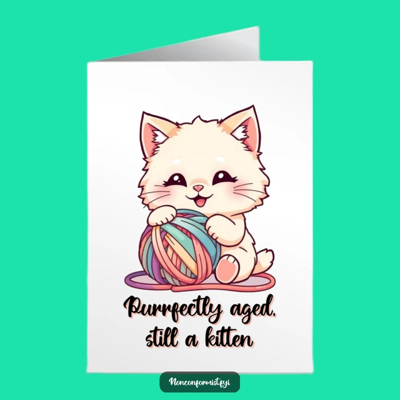 Free Printable Birthday Card: Funny Cat Yarn Chaos - Downloadable Gift!